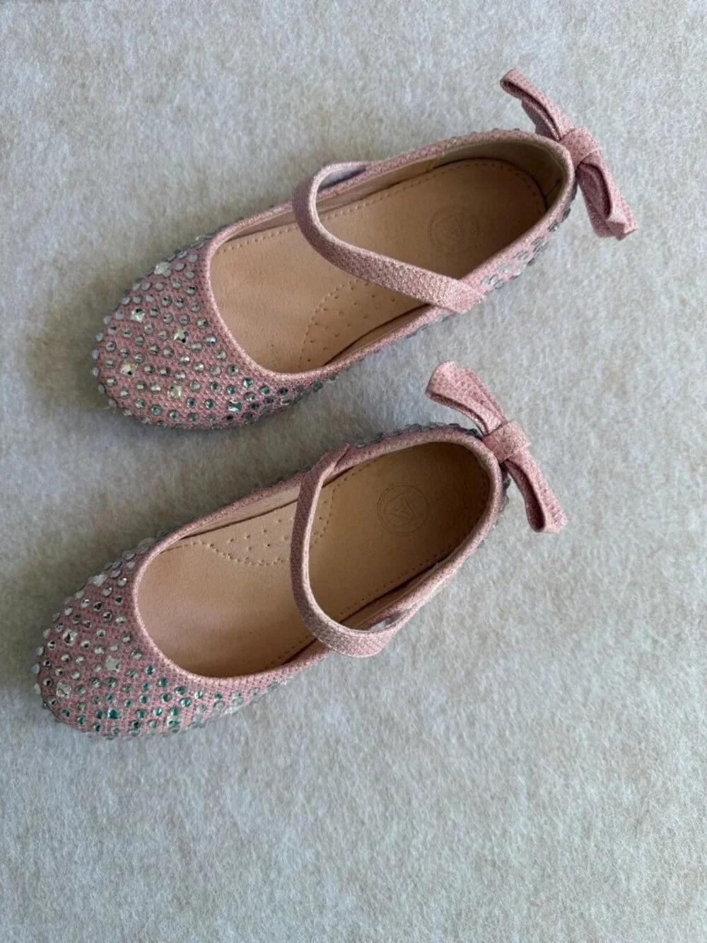 Girls 10.5T Pink Mary Jane Shoes Bow Rhinestone Dress Toddler NWOT